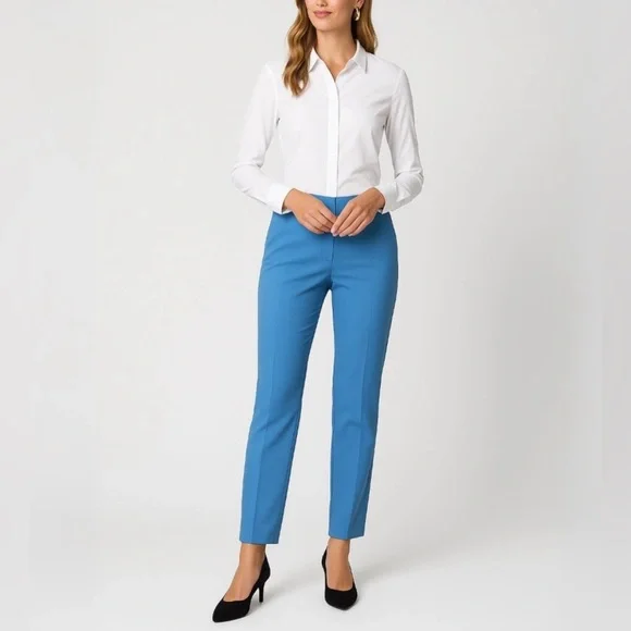 Rachel Zoe Women Hi-Rise Size 14 Waist Slim Leg Ankle Blue Trouser Pants Office - Picture 1 of 9
